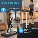 Goplus 2 in 1 Folding Treadmill, 300 LBS Capacity Walking Pad with Handle Bar, Under Desk Treadmill with Remote & APP Control - Image 2