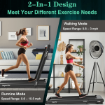 Goplus 2 in 1 Folding Treadmill, 4.75HP Superfit Under Desk Electric Treadmill with APP Control - Image 4
