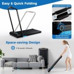Goplus 3 in 1 Folding Treadmill, 2.5HP 340 LBS Capacity Walking Pad with Handle Bar - Image 6