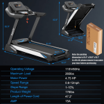 Goplus 4.75HP Folding Treadmill with 15% Auto Incline and APP, Commercial Heavy Duty Superfit Treadmill with 20 Preset Programs - Image 9