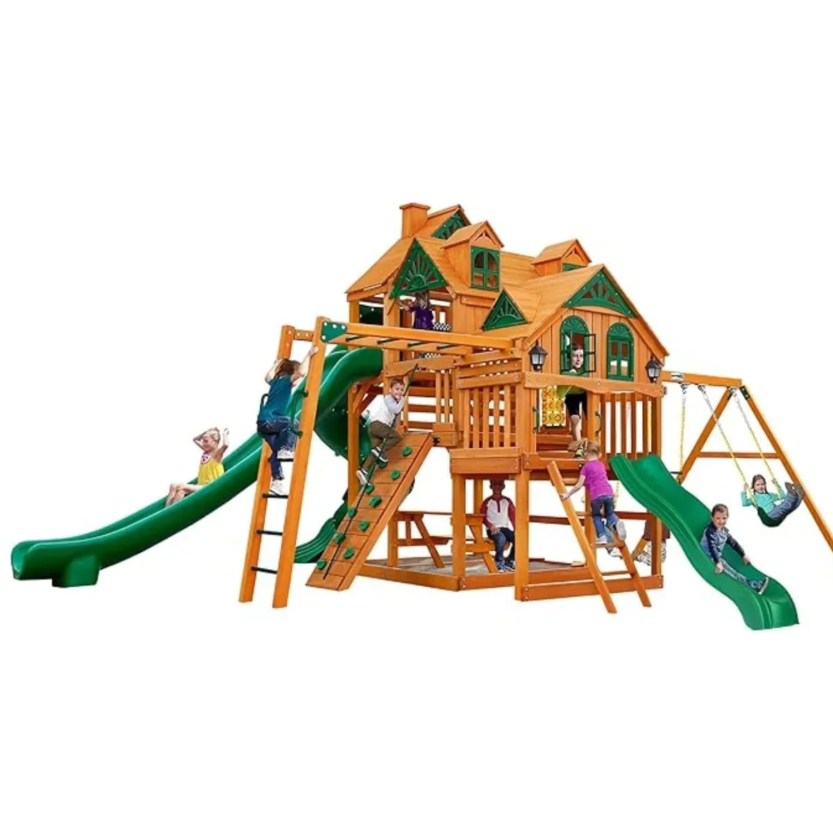 gorilla-playsets-empire-extreme-wooden-swing-set-with-monkey-bars-clatter-bridge-and-3-slides-7682248 Gorilla Playsets Empire Extreme Wooden Swing Set with Monkey Bars, Clatter Bridge, and 3 Slides - Prioka