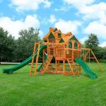Gorilla Playsets Empire Extreme Wooden Swing Set with Monkey Bars, Clatter Bridge, and 3 Slides - Image 3