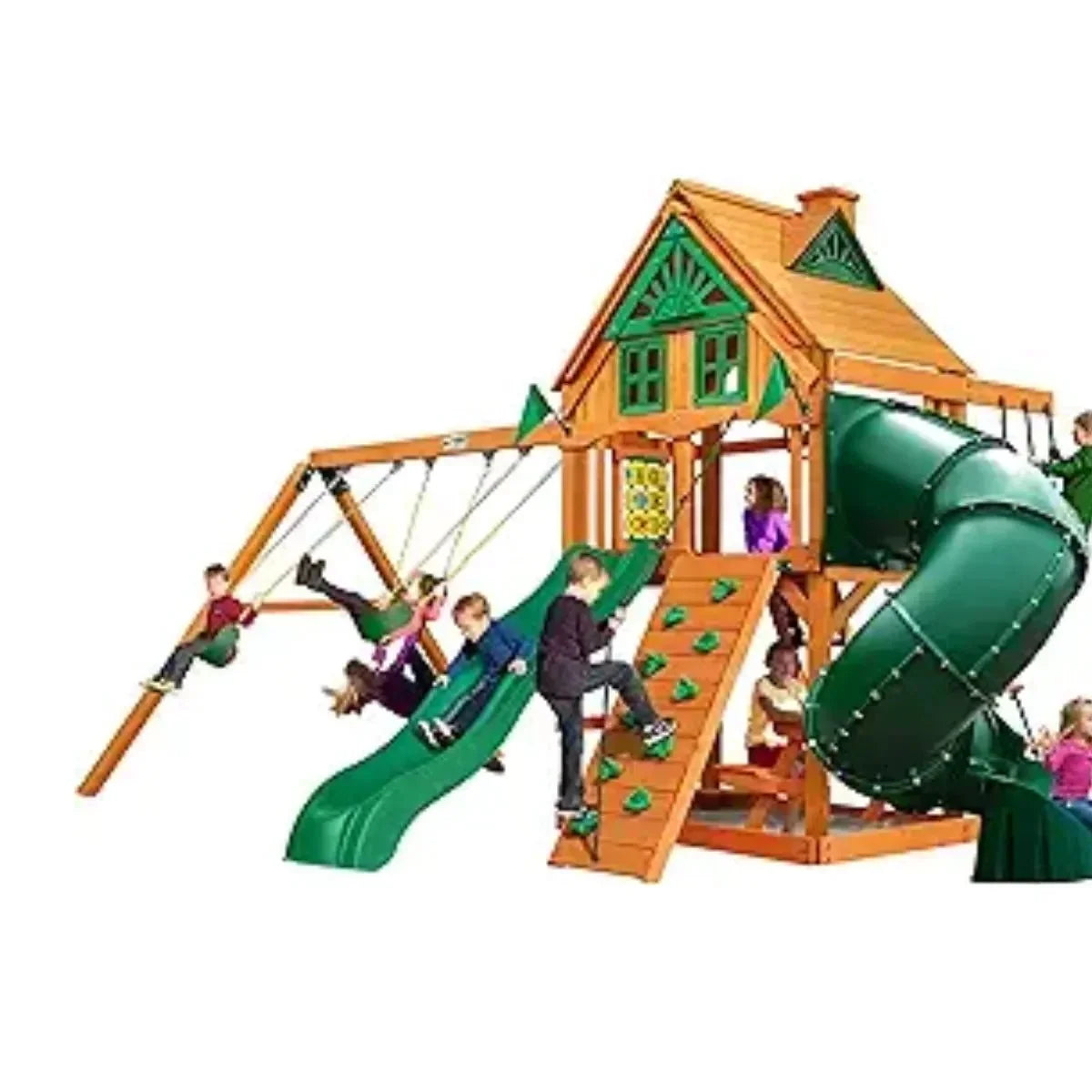 gorilla-playsets-mountaineer-treehouse-wooden-swing-set-with-tube-slide-9733143 Gorilla Playsets Mountaineer Treehouse Wooden Swing Set with Tube Slide - Prioka