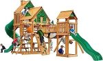 Gorilla Playsets Pioneer Peak Treehouse Wooden Swing Set with Clatter Bridge & Tire Swing - Image 2