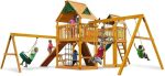 Gorilla Playsets Pioneer Peak Treehouse Wooden Swing Set with Clatter Bridge & Tire Swing - Image 4
