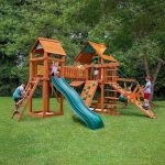 Gorilla Playsets Pioneer Peak Treehouse Wooden Swing Set with Clatter Bridge & Tire Swing - Image 3