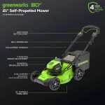 Greenworks 80V 21″ Cordless Self-Propelled Lawn Mowers. - Image 5