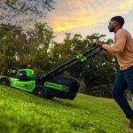 Greenworks 80V 21” Lawn Mower, 13” String Trimmer, and 730 Leaf Blowers. - Image 5