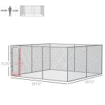 Heavy Duty Outdoor Dog Kennel Galvanized Chain Link Fence, Pet Run House Chicken Coop with Secure Lock Mesh Sidewalls for Backyard, Silver - Image 3