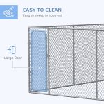 Heavy Duty Outdoor Dog Kennel Galvanized Chain Link Fence, Pet Run House Chicken Coop with Secure Lock Mesh Sidewalls for Backyard, Silver - Image 5