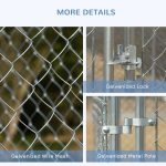 Heavy Duty Outdoor Dog Kennel Galvanized Chain Link Fence, Pet Run House Chicken Coop with Secure Lock Mesh Sidewalls for Backyard, Silver - Image 6