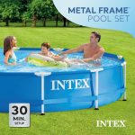 Intex 12' x 30" Metal Frame Above Ground Swimming Pool with Filter and Cover - Image 2