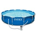 Intex 12' x 30" Metal Frame Round Swimming Pool w/ Filter Pump & 13' Pool Cover - Image 11