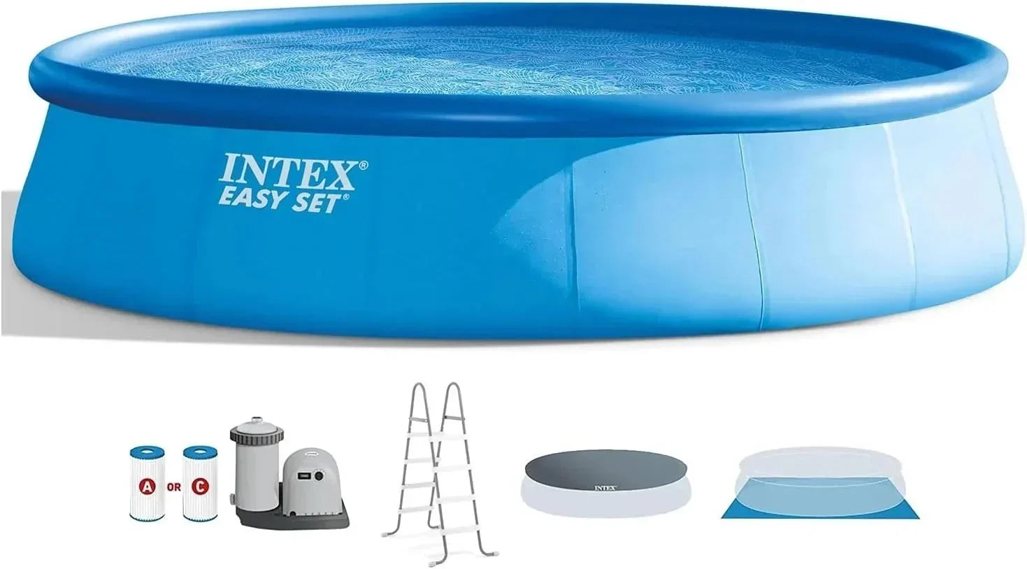 intex-18-x-48-inflatable-above-ground-swimming-pool-with-ladder-pumps-5018775 Intex 18′ x 48″ Inflatable Above Ground Swimming Pool with Ladder, Pumps - Prioka