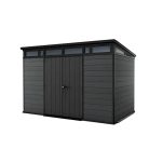 Keter Cortina 11×7 ft Resin Storage Shed, Graphite - Prioka