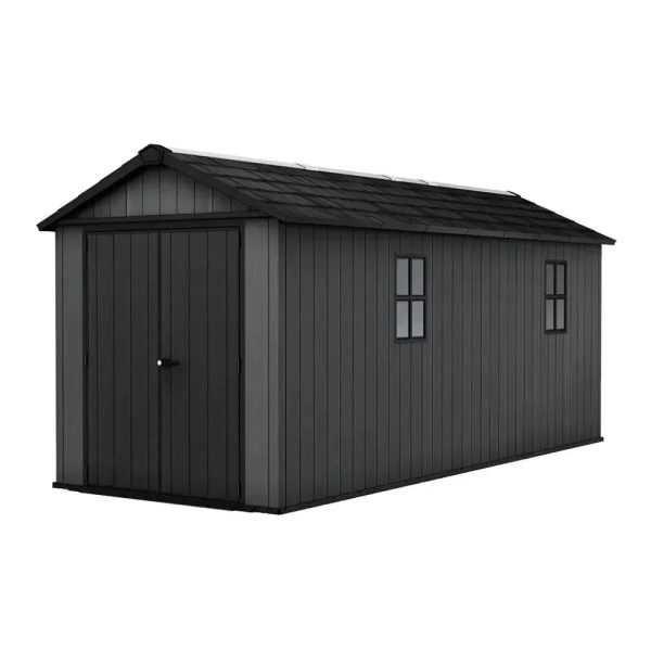 Keter Newton Plus 7.5×17 Graphite Resin Storage Shed - Prioka