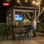 Keter Signature Collection 7.5 x 6.5 ft. Bar Gazebo with Shelves and TV Mount, Pine Brown - Image 3
