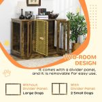 Large Furniture Style Dog Crate with Removable Panel, End Table with Two Rooms Design and Two Front Doors, Rustic Brown, 47" x 23.5" x 35" - Image 5