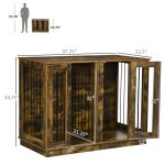 Large Furniture Style Dog Crate with Removable Panel, End Table with Two Rooms Design and Two Front Doors, Rustic Brown, 47" x 23.5" x 35" - Image 3