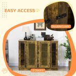 Large Furniture Style Dog Crate with Removable Panel, End Table with Two Rooms Design and Two Front Doors, Rustic Brown, 47" x 23.5" x 35" - Image 6