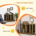 Large Furniture Style Dog Crate with Removable Panel, End Table with Two Rooms Design and Two Front Doors, Rustic Brown, 47" x 23.5" x 35" - Image 4