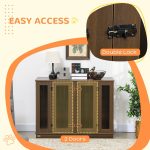 Large Furniture Style Dog Crate with Removable Panel, End Table with Two Rooms Design and Two Front Doors, Walnut, 47" x 23.5" x 35" - Image 6