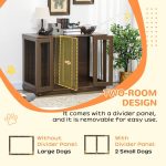 Large Furniture Style Dog Crate with Removable Panel, End Table with Two Rooms Design and Two Front Doors, Walnut, 47" x 23.5" x 35" - Image 5