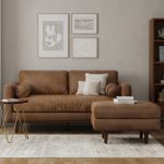 Lennox Leather Sofa with Ottoman – Brown - Image 4