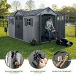 Lifetime 15 ft. x 8 ft. Dual Entry Outdoor Storage Shed, Gray - Image 2
