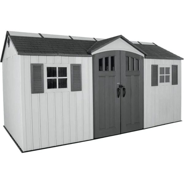 Lifetime 15 ft. x 8 ft. Dual Entry Outdoor Storage Shed, Gray - Prioka