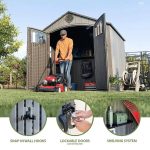 Lifetime 8 ft. x 7.5 ft. Rough Cut Outdoor Storage Shed, Light Brown - Image 4