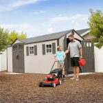 Lifetime 8 x 17.5 ft. Dual Entry Outdoor Storage Shed, Tan (Model 60213) - Image 9