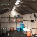Lifetime 8 x 17.5 ft. Dual Entry Outdoor Storage Shed, Tan (Model 60213) - Image 5