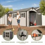 Lifetime 8 x 17.5 ft. Dual Entry Outdoor Storage Shed, Tan (Model 60213) - Image 2