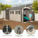 Lifetime 8 x 17.5 ft. Dual Entry Outdoor Storage Shed, Tan (Model 60213) - Image 4