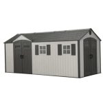 Lifetime 8 x 17.5 ft. Dual Entry Outdoor Storage Shed, Tan (Model 60213) - Prioka