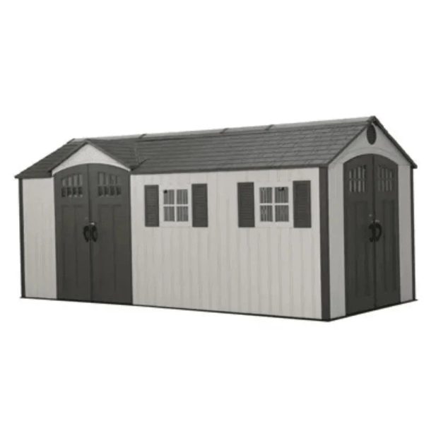 Lifetime 8 x 17.5 ft. Dual Entry Outdoor Storage Shed, Tan (Model 60213) - Prioka