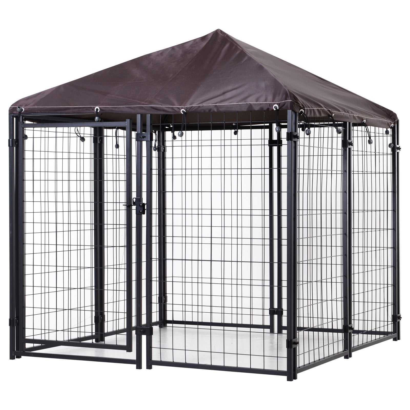 lockable-dog-house-kennel-with-water-resistant-roof-for-small-and-medium-sized-pets-46-x-46-x-5-3842727 Lockable Dog House Kennel with Water-resistant Roof for Small and Medium Sized Pets, 4.6' x 4.6' x 5' - Image 1