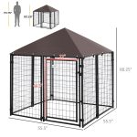 Lockable Dog House Kennel with Water-resistant Roof for Small and Medium Sized Pets, 4.6' x 4.6' x 5' - Image 3