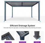 Louvered Pergola 10′ x 14′ Aluminum Pergola w/Independent Roof | 70 mph for stability, Reinforced beams add strength, Hidden drainage keeps dry, Independent louvers customize shade - Image 2
