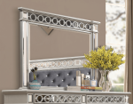 McFerran Home Furnishing B1689 Silver & Grey Velvet Bedroom Set - Image 3
