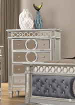 McFerran Home Furnishing B1689 Silver & Grey Velvet Bedroom Set - Image 2