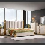 McFerran Home Furnishing B2001 Modern White & Gold Frame Bedroom Set