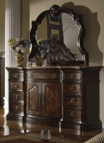 McFerran Home Furnishings B6005 Canopy Bedroom Set ? Traditional Carved Solid Wood in Rich Brown Finish - Image 3