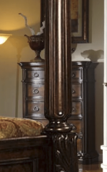 McFerran Home Furnishings B6005 Canopy Bedroom Set ? Traditional Carved Solid Wood in Rich Brown Finish - Image 5