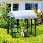 Medium-sized Outdoor Dog Kennel Galvanized Steel Fence with UV-Resistant Oxford Cloth Roof & Secure Lock 47.25" x 47.25" x 54.25" - Image 2