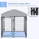 Medium-sized Outdoor Dog Kennel Galvanized Steel Fence with UV-Resistant Oxford Cloth Roof & Secure Lock 47.25" x 47.25" x 54.25" - Image 3
