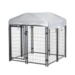 Medium-sized Outdoor Dog Kennel Galvanized Steel Fence with UV-Resistant Oxford Cloth Roof & Secure Lock 47.25" x 47.25" x 54.25"