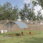 Metal Chicken Coop, Walkin Chicken Runs, Duck Rabbit Enclosure Pen, Outdoor Poultry Cage with Waterproof and Anti-UV Cover for Backyard, Farm, (1" Diameter, 18.7'L x 9.2'W x 6.4'H) - Image 2