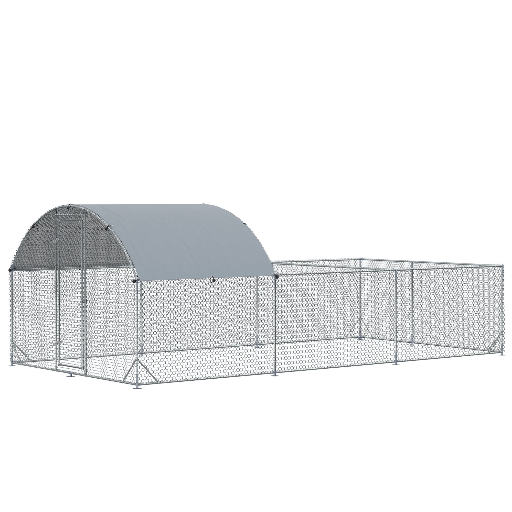 metal-chicken-coop-walkin-chicken-runs-duck-rabbit-enclosure-pen-outdoor-poultry-cage-with-waterproof-and-anti-uv-cover-for-backyard-farm-1-diameter-187l-x-92w-6093850 Metal Chicken Coop, Walkin Chicken Runs, Duck Rabbit Enclosure Pen, Outdoor Poultry Cage with Waterproof and Anti-UV Cover for Backyard, Farm, (1" Diameter, 18.7'L x 9.2'W x 6.4'H) - Image 1